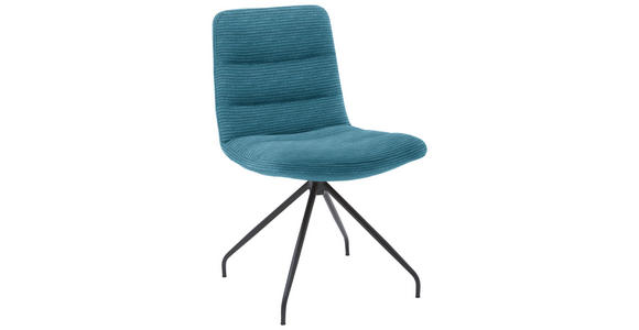 STUHL  in Cord Textil  - Petrol/Schwarz, Design, Textil/Metall (52/88/66cm) - Dieter Knoll