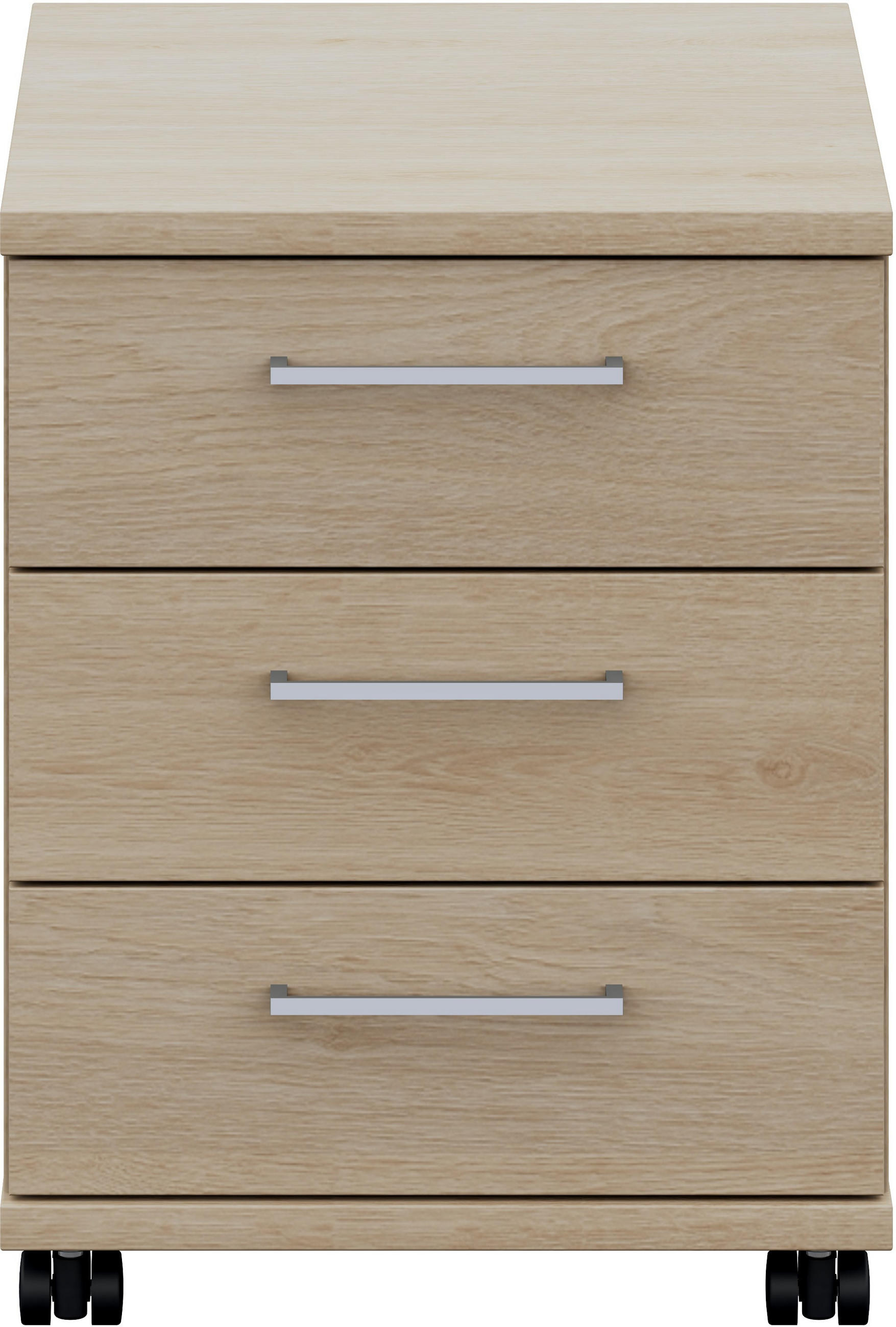 ROLLCONTAINER Eichefarben  - Edelstahlfarben/Eichefarben, Design, Holzwerkstoff/Metall (42,6/54,3/60cm) - Cantus