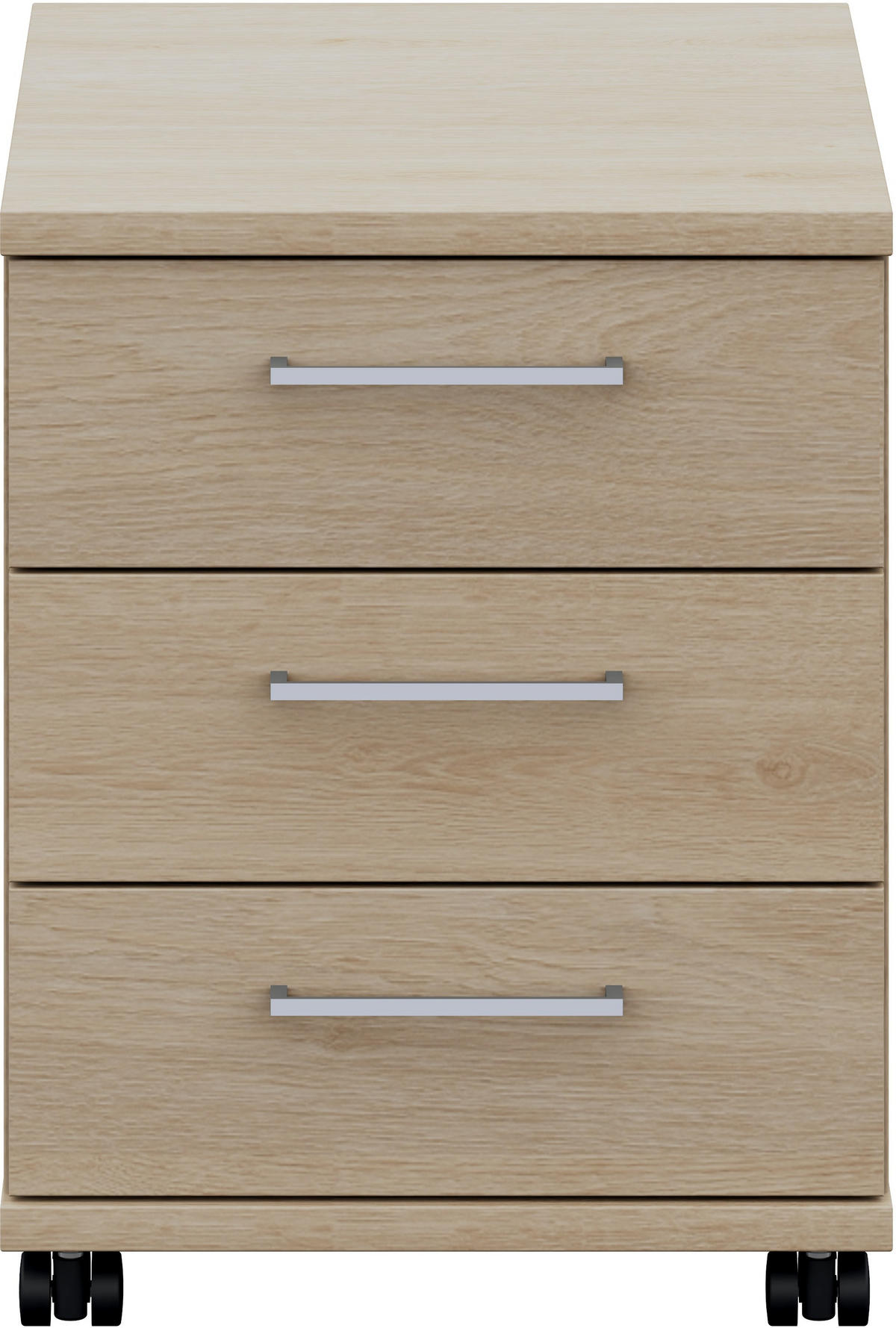 ROLLCONTAINER Eichefarben  - Edelstahlfarben/Eichefarben, Design, Holzwerkstoff/Metall (42,6/54,3/60cm) - Cantus