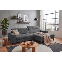 ECKSOFA Mikrovelours Anthrazit  - Anthrazit/Schwarz, Design, Kunststoff/Textil (328/182cm) - MID.YOU