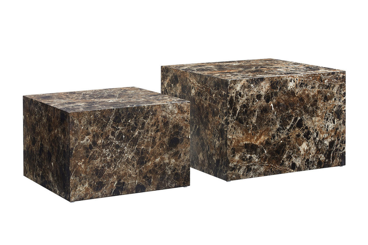 COUCHTISCHSET 58-50/58-50/40-33 cm quadratisch Braun  - Braun, Design, Holzwerkstoff (58-50/58-50/40-33cm) - Livetastic