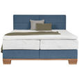 BOXSPRINGBETT 180/200 cm  in Eichefarben, Blau  - Blau/Eichefarben, Natur, Holz/Textil (180/200cm) - Valnatura