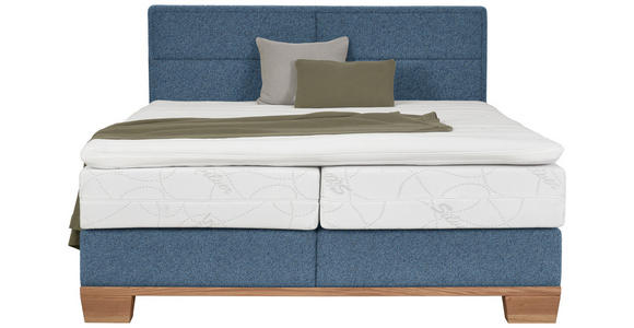 BOXSPRINGBETT 160/200 cm in Blau, Eichefarben - Blau/Eichefarben, Natur, Holz/Textil (160/200cm) - Valnatura