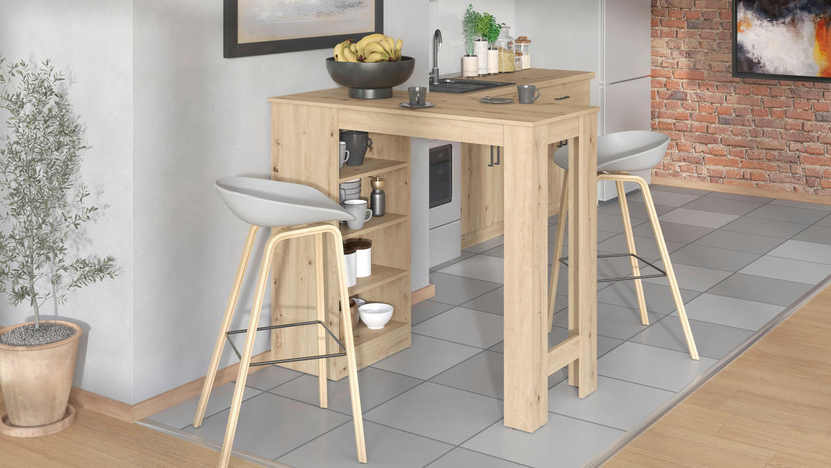 BÁRASZTAL  - Artisan tölgy, Basics, faalapú anyag (120/105/50cm) - Xora