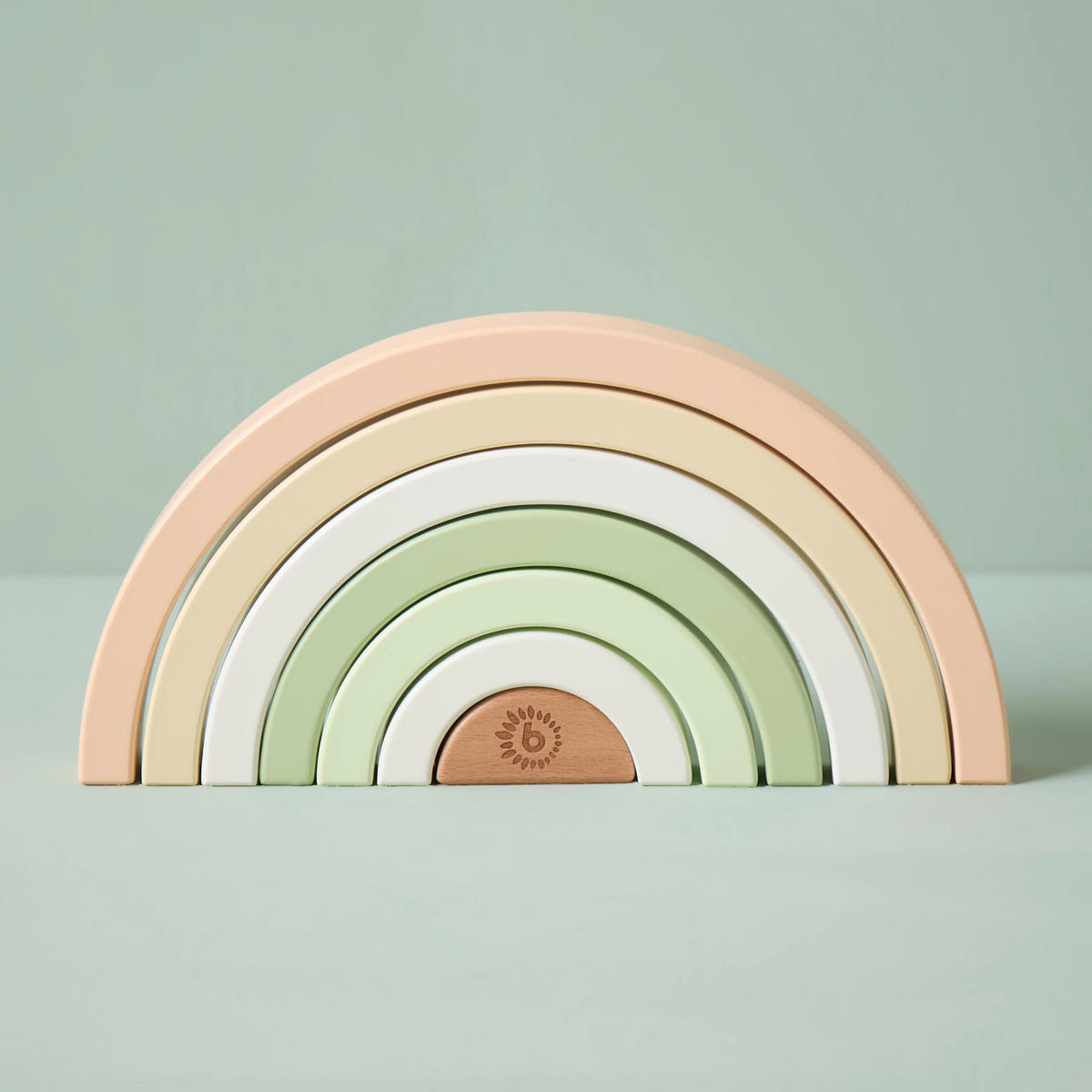 STAPELTURM Regenbogen Hase Fine  - Beige/Grün, Basics, Holz (24/12/2,5cm)