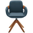 ARMLEHNSTUHL  Lederauswahl, Stoffauswahl, Typenauswahl, Sitzfläche 360° drehbar, automatische Rückholfunktion  Echtleder  - Blau/Eichefarben, Natur, Leder/Holz (60/86/60cm) - Valnatura