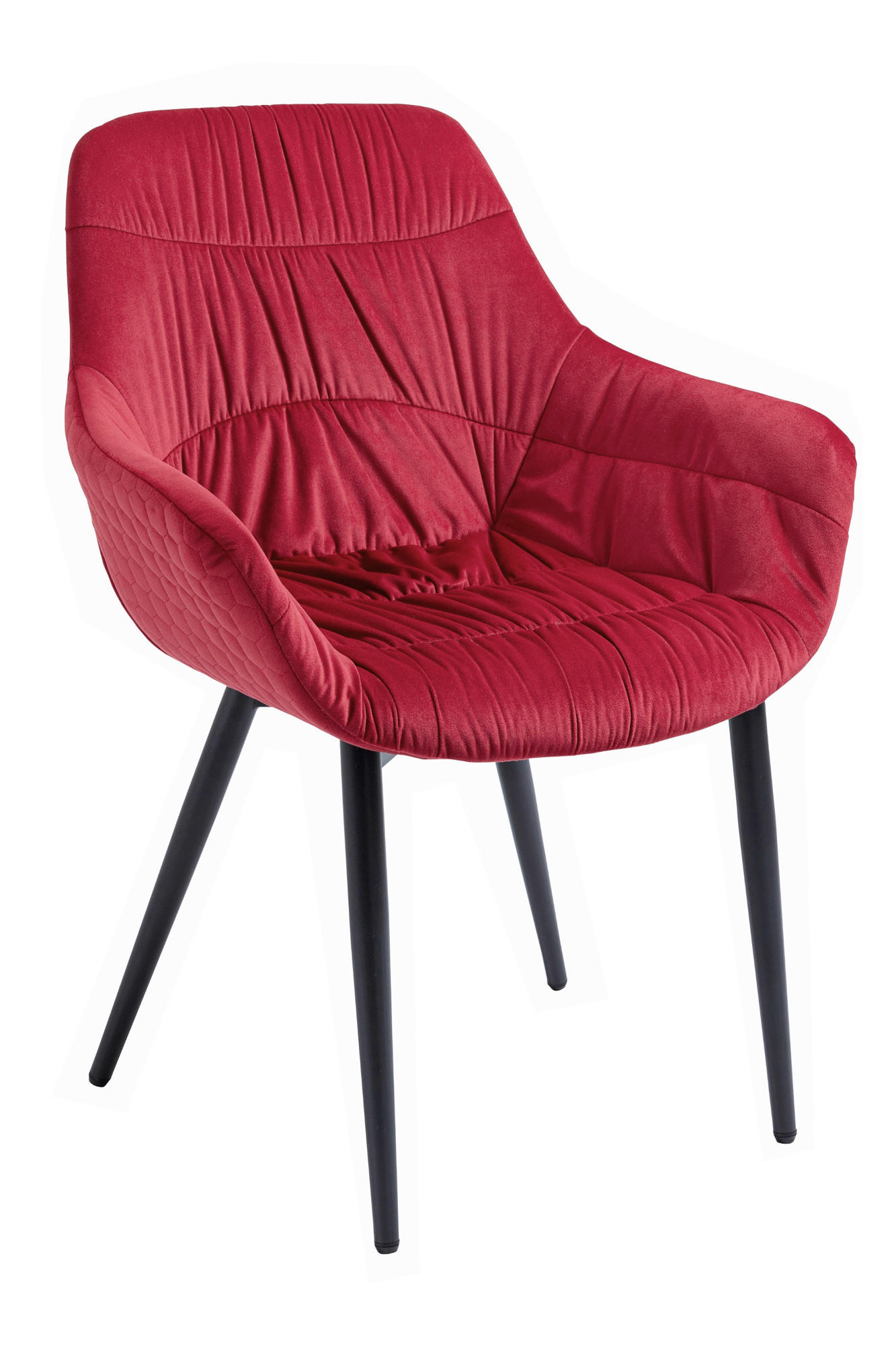 ARMLEHNSTUHL  in Samt  - Rot/Schwarz, MODERN, Textil/Metall (63/81,5/61cm) - Livetastic