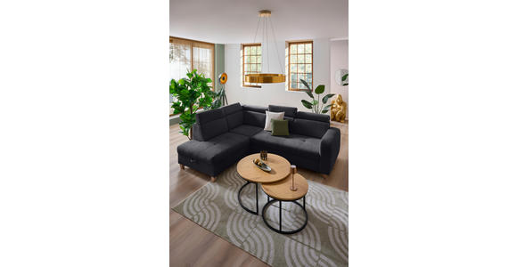 ECKSOFA inkl. Funktionen Graphitfarben Samt - Graphitfarben, Natur, Holz/Textil (206/261cm) - Venda