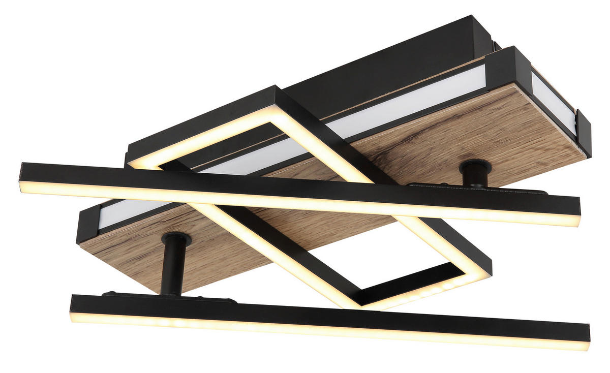 LED-DECKENLEUCHTE 30 W    68/46/12 cm  - Dunkelbraun/Opal, Design, Holzwerkstoff/Kunststoff (68/46/12cm) - Globo