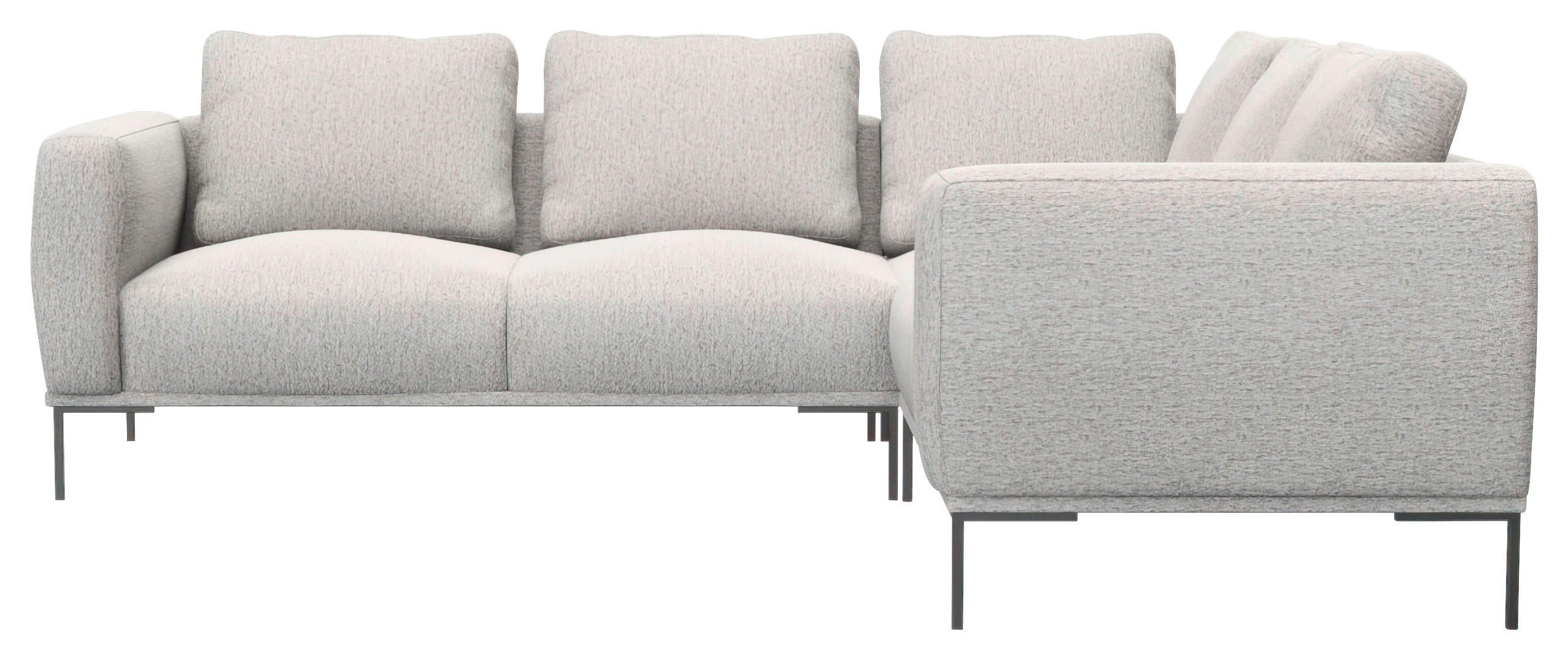 ECKSOFA Hellgrau Webstoff, Flachgewebe  - Hellgrau/Schwarz, Design, Textil/Metall (252/219cm) - Livetastic