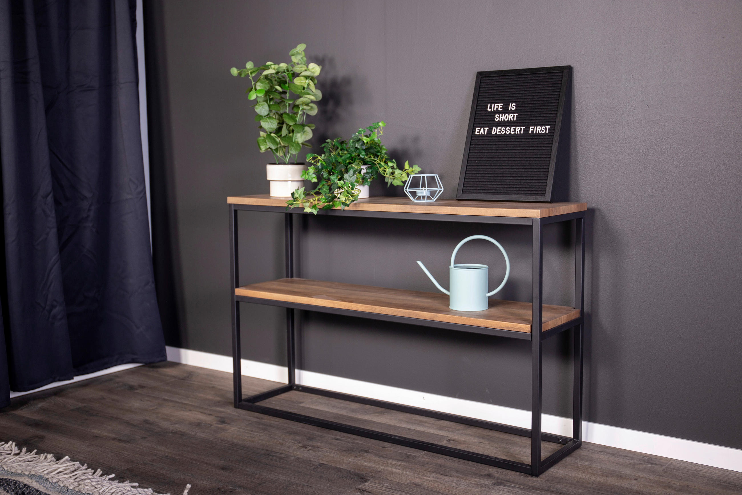 SIDOBORD i metall, trämaterial 110/30/80 cm  - brun/svart, Design, metall/trämaterial (110/30/80cm) - Livetastic