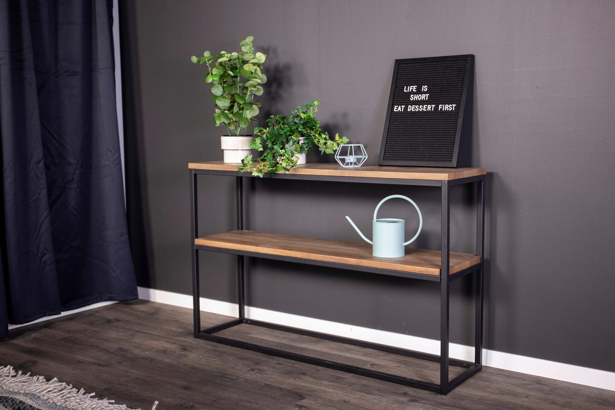 SIDOBORD i metall, trämaterial 110/30/80 cm  - brun/svart, Design, metall/trämaterial (110/30/80cm) - Livetastic
