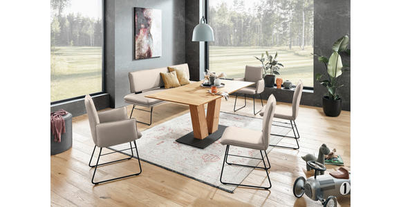 SITZBANK in Metall, Textil Creme, Schwarz  - Creme/Schwarz, Design, Textil/Metall (195/91/65cm) - Dieter Knoll