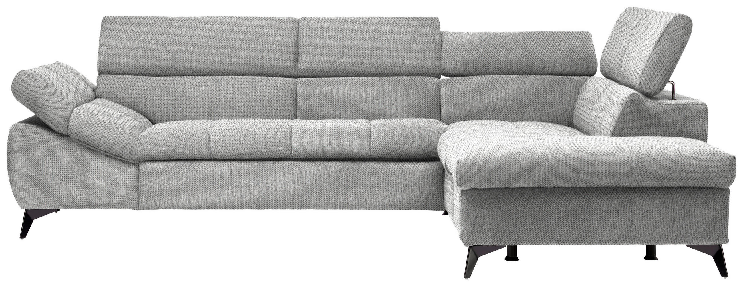 ECKSOFA in Mikrofaser Hellgrau  - Hellgrau/Schwarz, Design, Kunststoff/Textil (279/210cm) - Livetastic