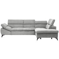 ECKSOFA in Mikrofaser Hellgrau  - Hellgrau/Schwarz, Design, Kunststoff/Textil (279/210cm) - Livetastic
