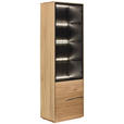 VITRINE  in furniert Wildeiche Schwarz, Eichefarben - Eichefarben/Schwarz, Natur, Glas/Holz (60/192/40cm) - Waldwelt