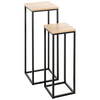 BEISTELLTISCHSET in Metall, Holzwerkstoff 19-23/19-23/54-67 cm  - Eichefarben/Schwarz, Trend, Holzwerkstoff/Metall (19-23/19-23/54-67cm)