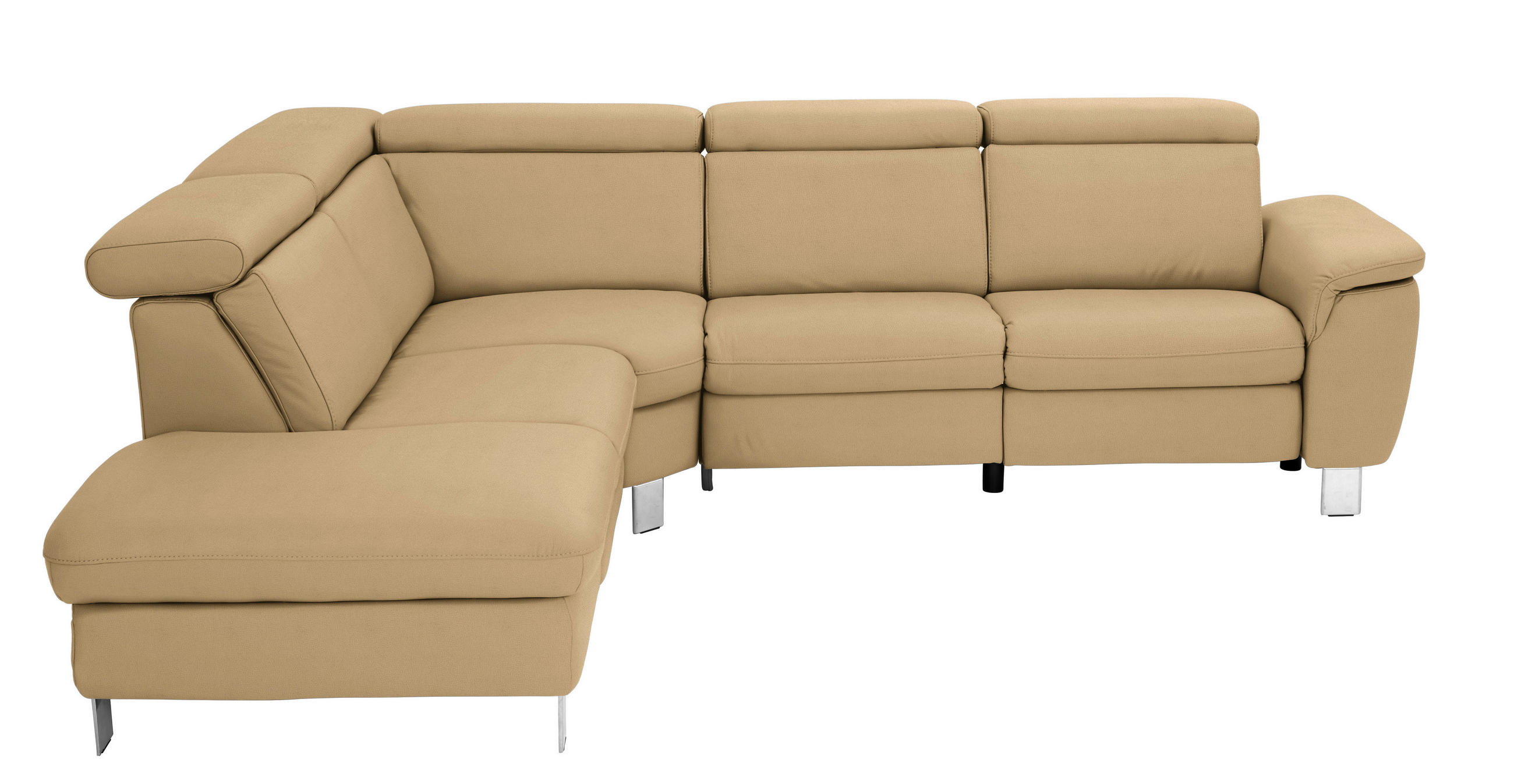 HÖRNSOFFA i äkta läder ljusbrun  - aluminiumfärg/ljusbrun, Design, metall/läder (242/271cm) - Livetastic