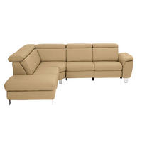 ECKSOFA in Echtleder Hellbraun  - Hellbraun/Alufarben, Design, Leder/Metall (239/271cm) - Cantus