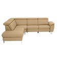 ECKSOFA in Echtleder Hellbraun  - Hellbraun/Alufarben, Design, Leder/Metall (242/271cm) - Cantus