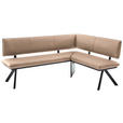 ECKBANK 190/150 cm  in Schwarz, Beige  - Beige/Schwarz, MODERN, Textil/Metall (190/150cm) - Cantus