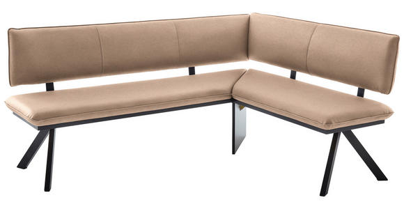 ECKBANK 180/140 cm in Schwarz, Beige - Beige/Schwarz, MODERN, Textil/Metall (180/140cm) - Cantus