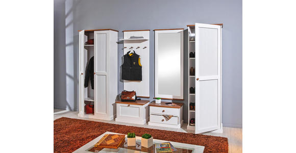 KREDENZ in massiv Kiefer Weiß - Weiß/Braun, LIFESTYLE, Holz (131/191/45cm) - Carryhome