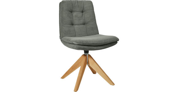 STUHL - Eichefarben/Olivgrün, Design, Holz/Textil (50/90/69cm) - Johann Jakob