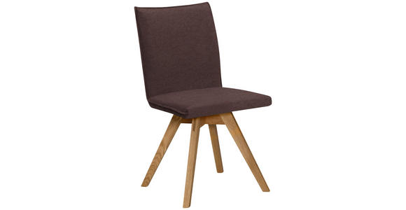 STUHL Lederlook, Mikrofaser Eichefarben, Dunkelbraun Wildeiche massiv  - Eichefarben/Dunkelbraun, KONVENTIONELL, Holz/Textil (60/91/61cm) - Moderano