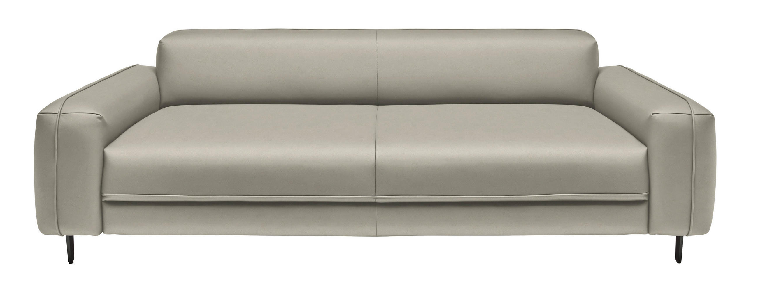 3-SITZER-SOFA Echtleder Hellgrau  - Anthrazit/Hellgrau, Design, Leder/Metall (230/70/109cm) - Johann Jakob