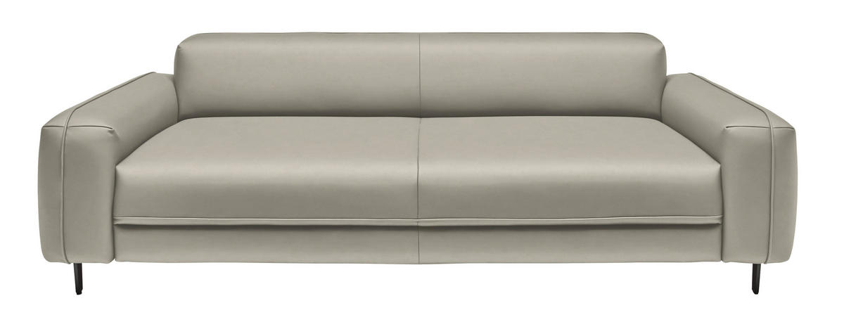 3-SITZER-SOFA  in Echtleder Hellgrau   - Anthrazit/Hellgrau, Design, Leder/Metall (230/70/109cm) - Johann Jakob