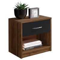 NACHTSCHRANK 39/41/28 cm  - Silberfarben/Nussbaumfarben, Basics (39/41/28cm) - P & B