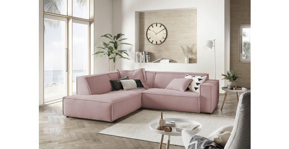 ECKSOFA in Cord Dunkelgrau  - Dunkelgrau/Schwarz, KONVENTIONELL, Kunststoff/Textil (224/254cm) - Hom`in