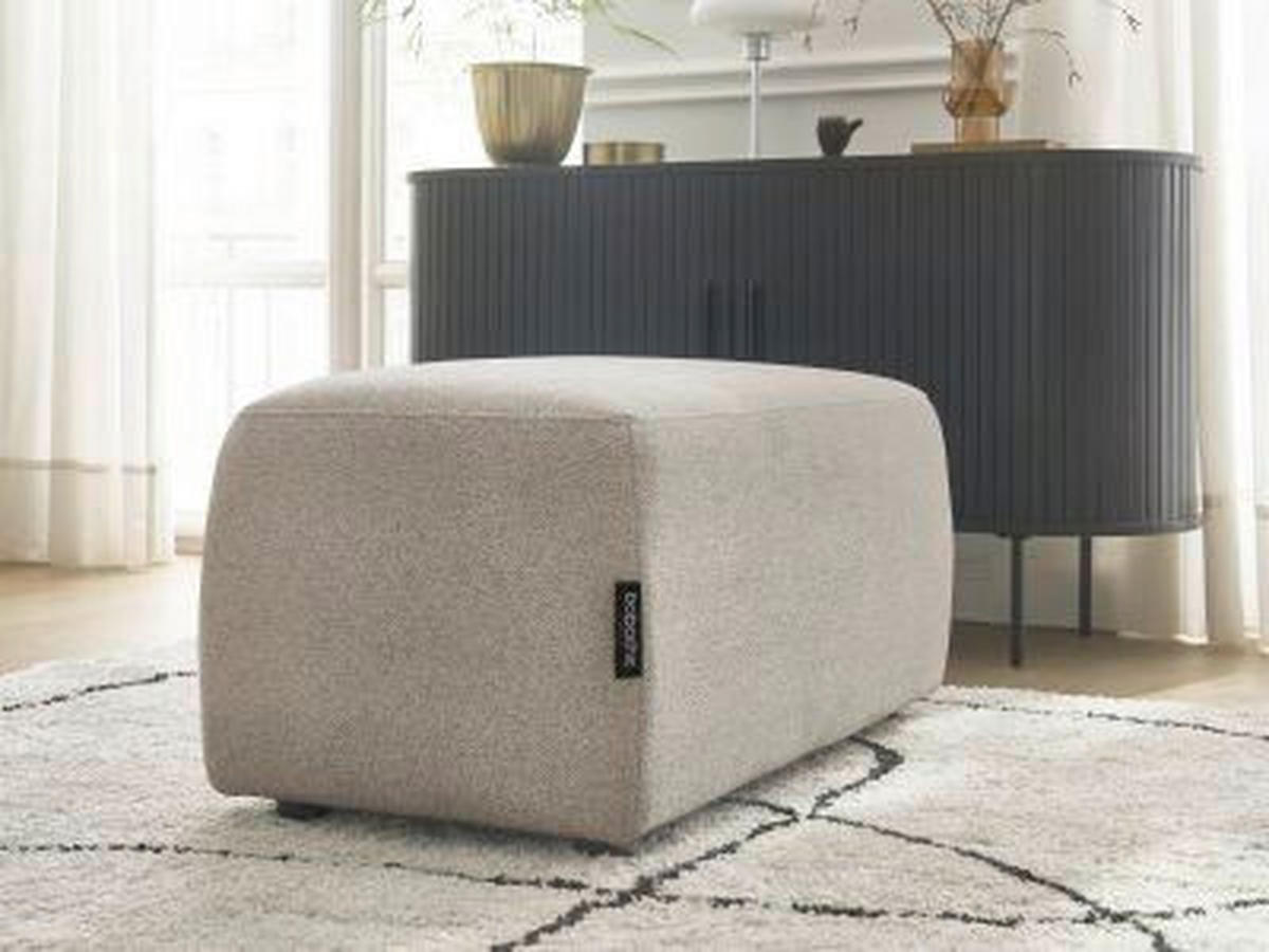 HOCKER ATILLA Flachgewebe Taupe  - Taupe/Schwarz, MODERN, Kunststoff/Textil (92/44/48cm)