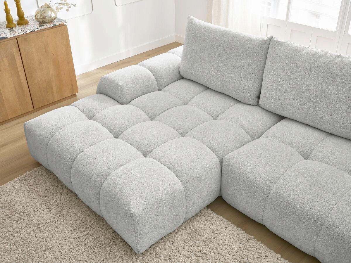 ECKSCHLAFSOFA EVEREST  mit Rücken echt, Armteil links, Armteil rechts Flachgewebe Hellgrau  - Hellgrau/Schwarz, MODERN, Kunststoff/Textil (180/318cm) - Livetastic