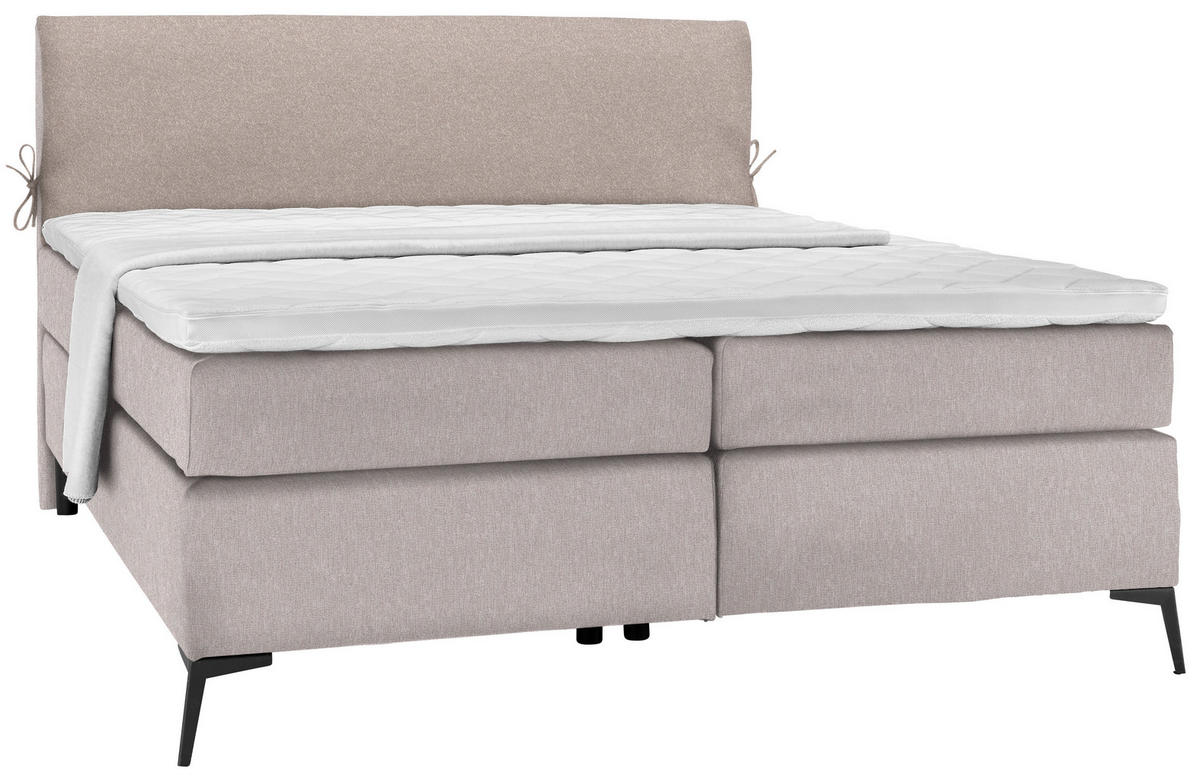 BOXSPRINGBETT 180/200 cm  in Hellgrau, Beige  - Beige/Hellgrau, Design, Textil/Metall (180/200cm) - Hom`in