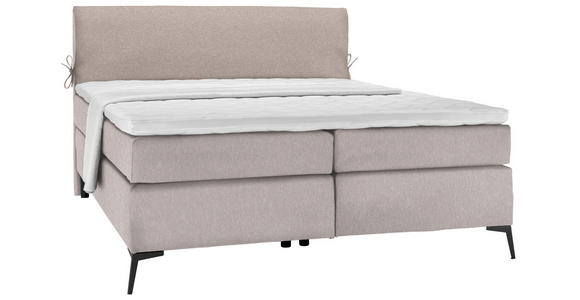 BOXSPRINGBETT 180/200 cm  in Hellgrau, Beige  - Beige/Hellgrau, Design, Textil/Metall (180/200cm) - Hom`in