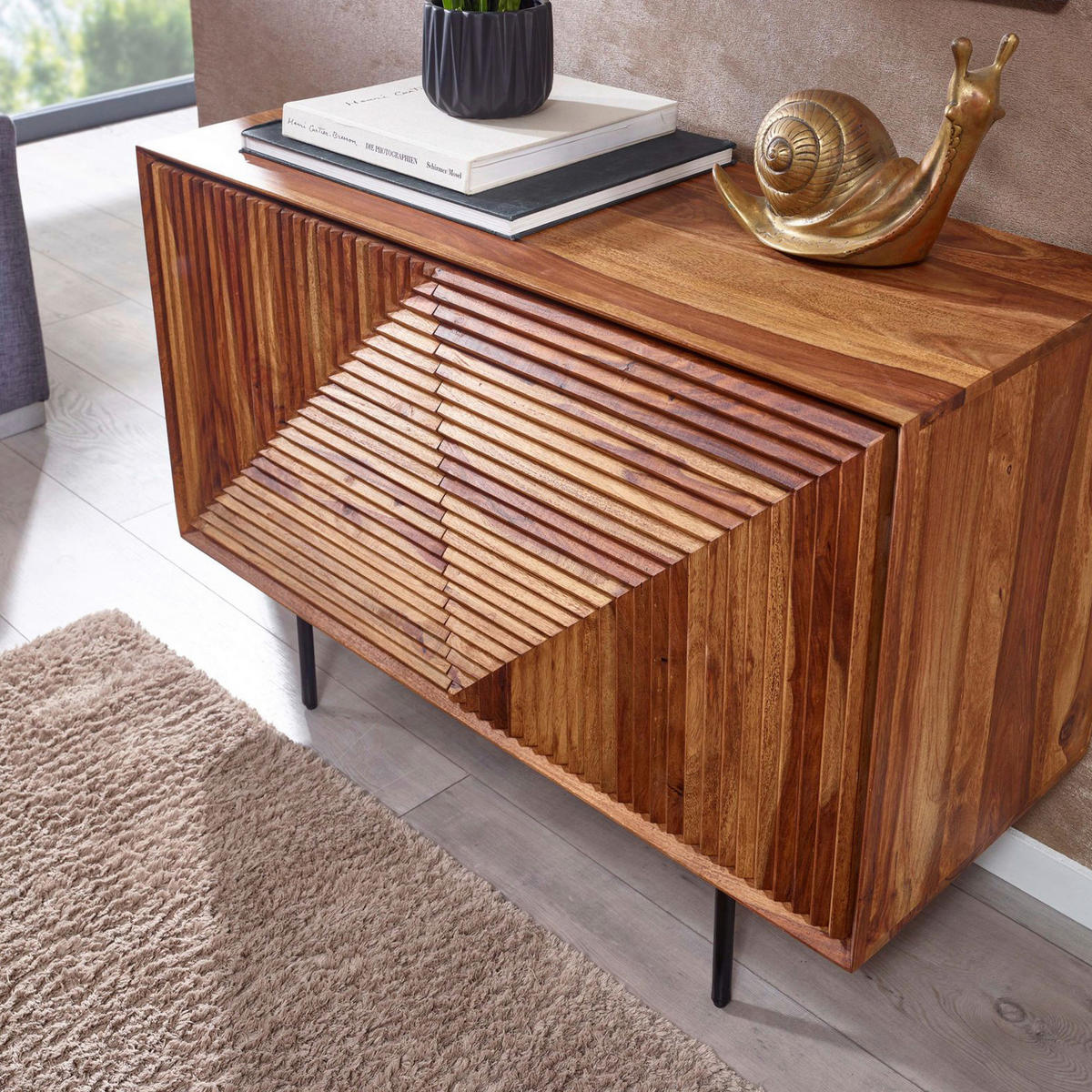 SIDEBOARD  in 100/71/40 cm  - Sheeshamfarben/Schwarz, Design, Holz/Metall (100/71/40cm) - MID.YOU