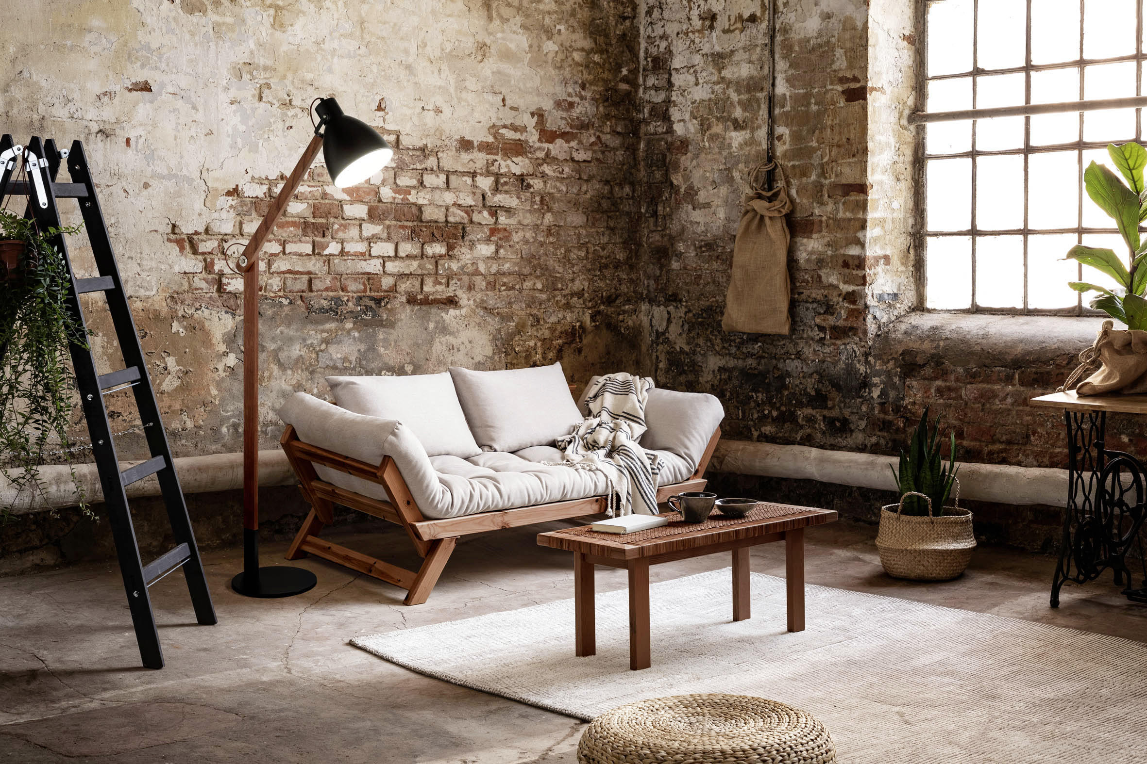 STEHLEUCHTE  73/180 cm   - Walnussfarben/Schwarz, Design, Holz/Metall (73/180cm) - Fabas Luce