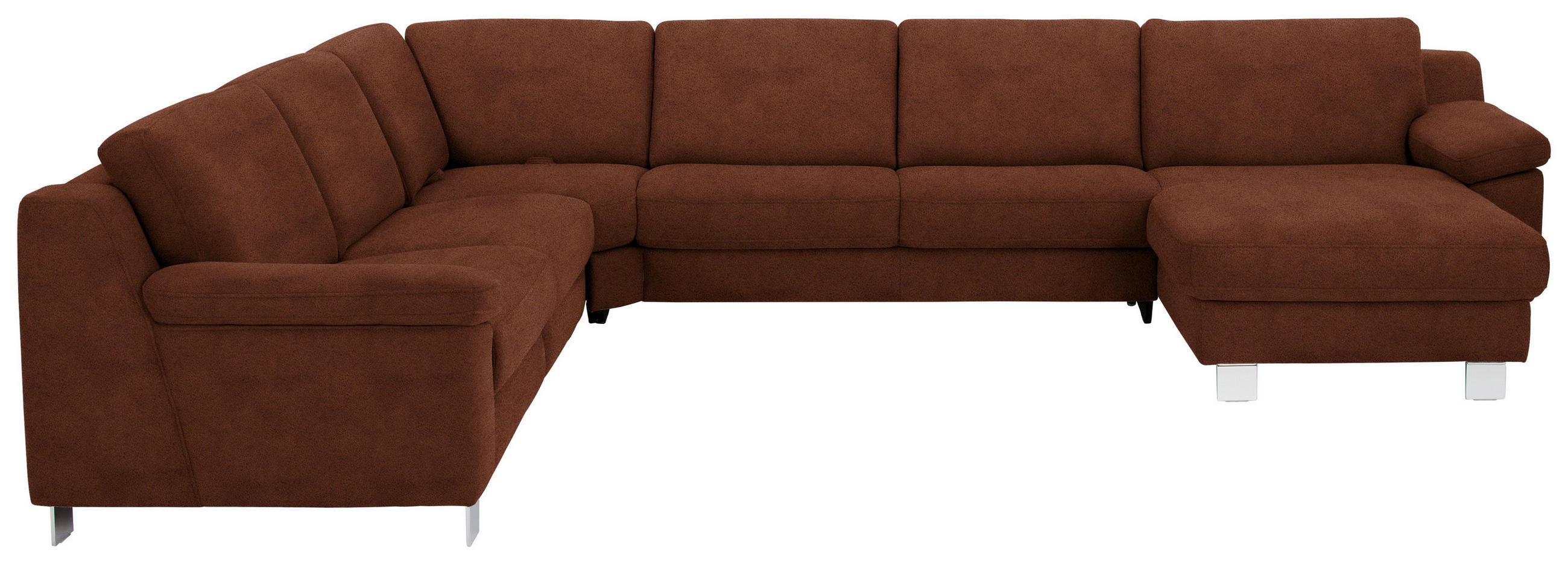 WOHNLANDSCHAFT in Mikrofaser Hellbraun  - Chromfarben/Hellbraun, Design, Textil/Metall (278/364/166cm) - Valdera