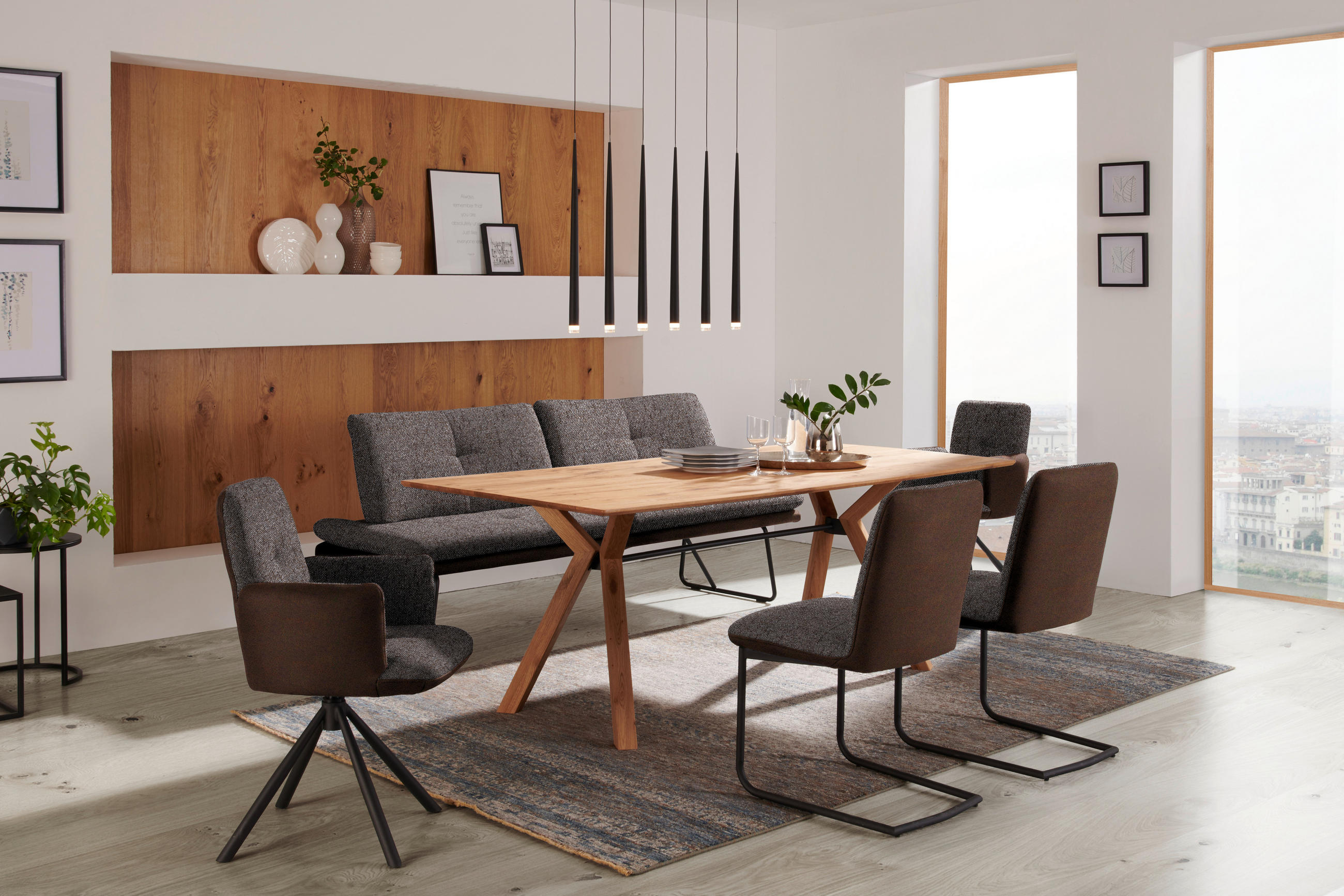 SCHWINGSTUHL  in Stahl Flachgewebe  - Schwarz/Braun, Design, Textil/Metall (48/91/62cm) - Dieter Knoll