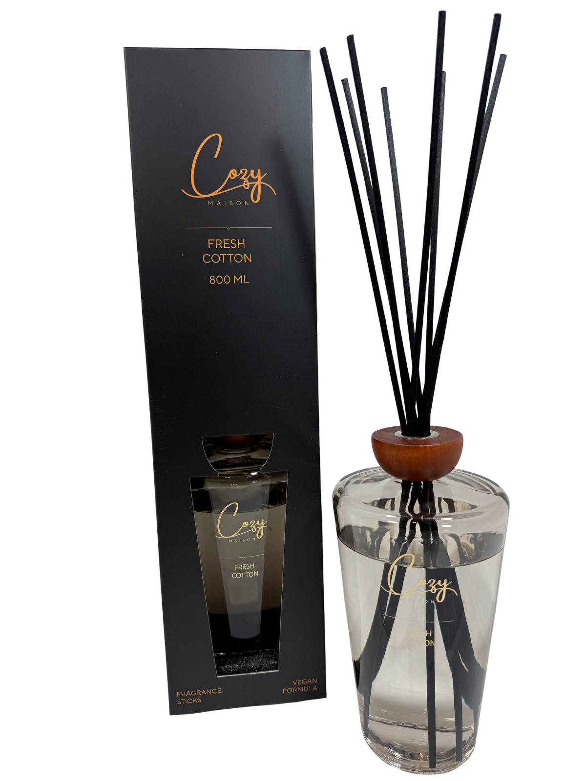 DIŠAVA ZA PROSTOR  - črna/prozorno, Basics, steklo/les (800ml)