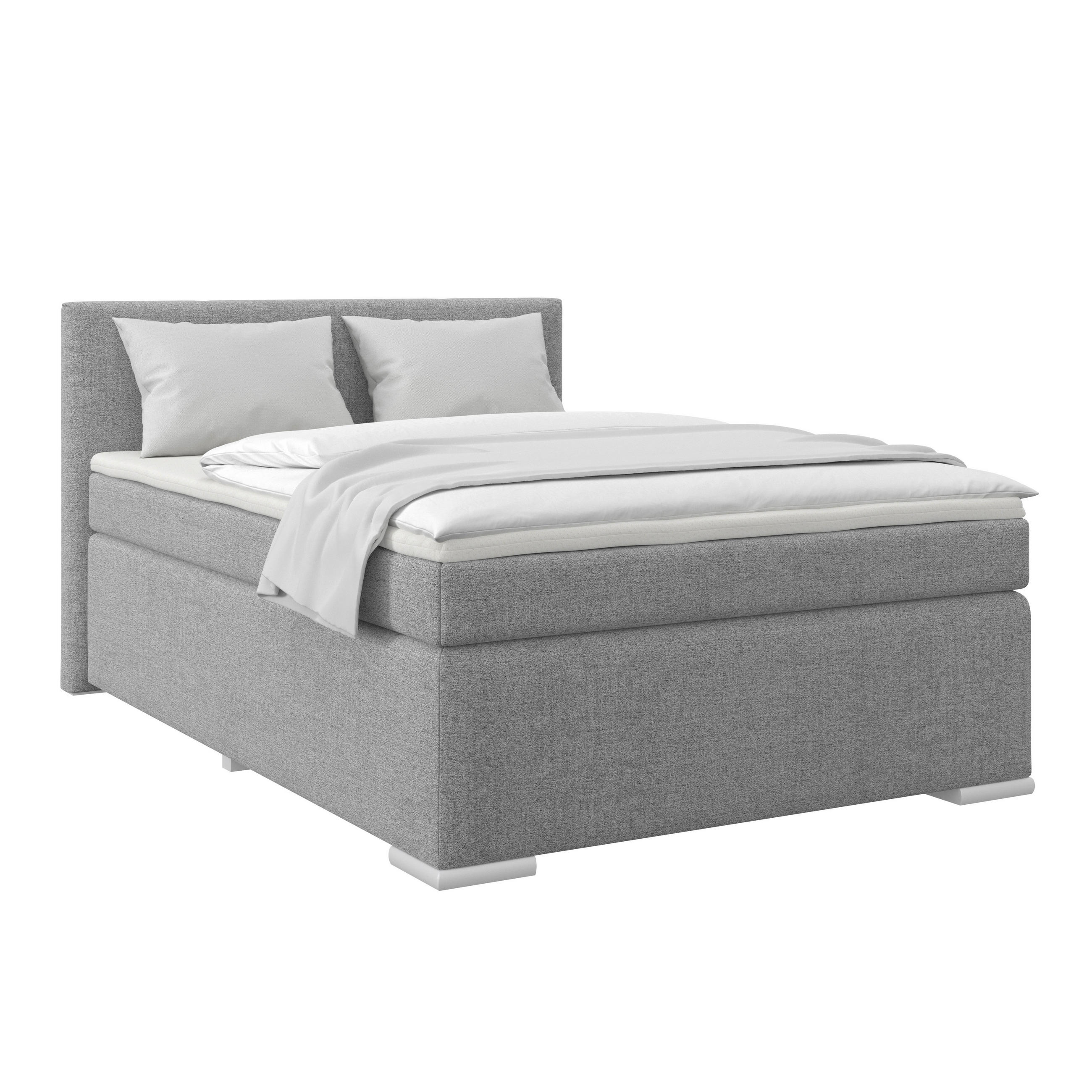 BOXSPRINGBETT 140/200 cm  in Grau  - Alufarben/Grau, Basics, Kunststoff/Textil (140/200cm) - Boxxx