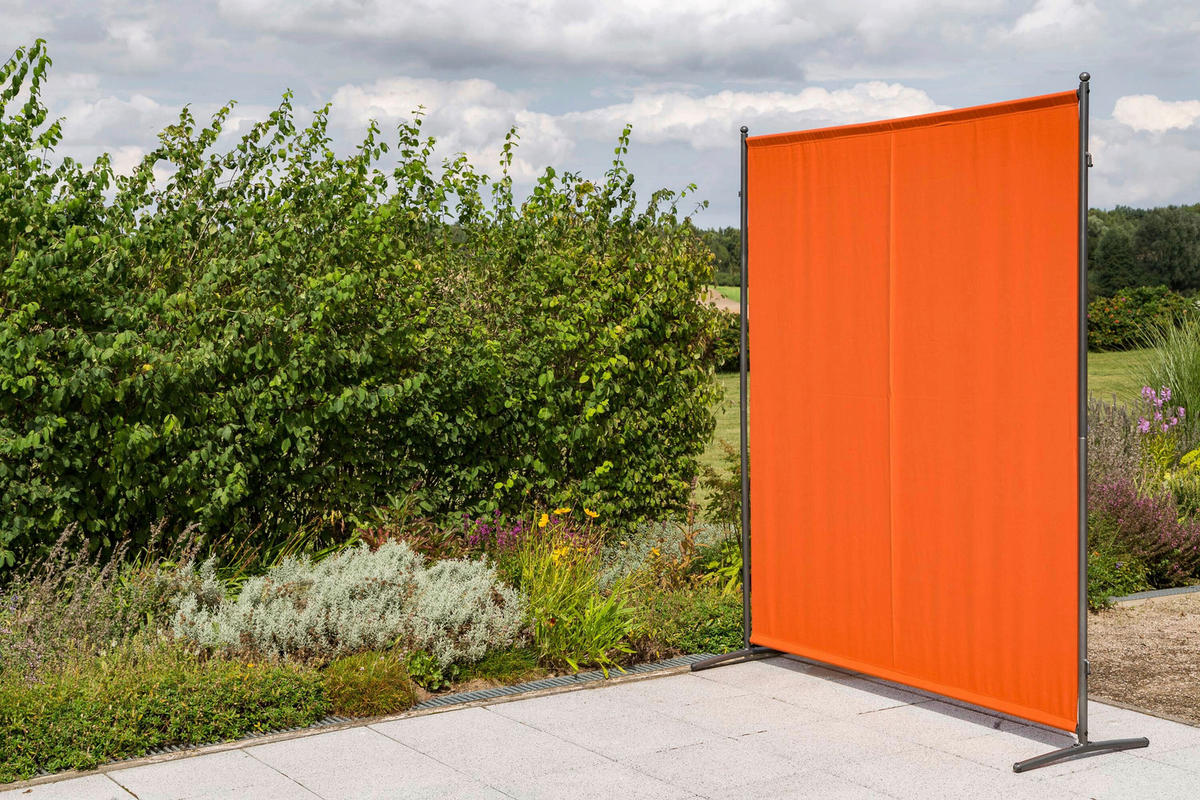 SICHTSCHUTZ - Silberfarben/Terracotta, KONVENTIONELL, Textil/Metall (155/188/50cm) - Gardenson