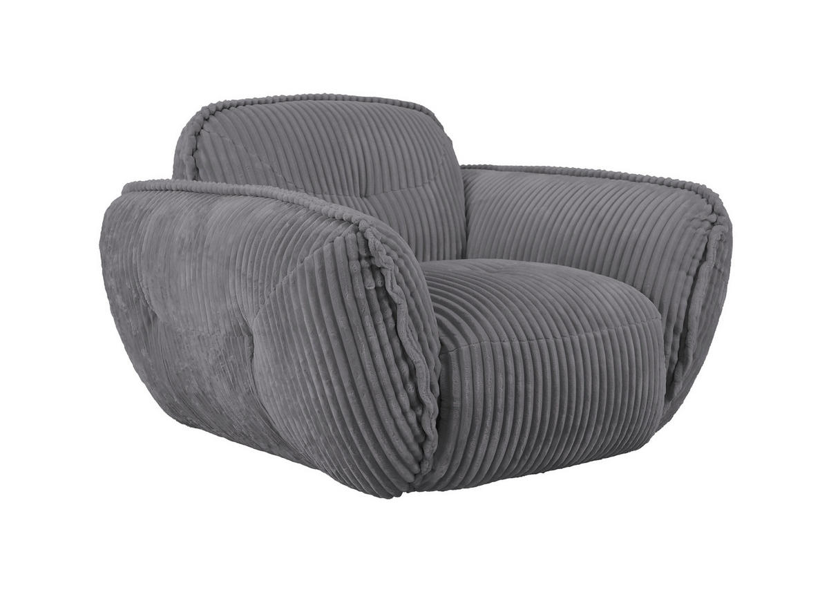 SESSEL in Cord Grau  - Schwarz/Grau, MODERN, Kunststoff/Textil (123/87/120cm) - Trendmanufaktur