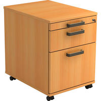 ROLLCONTAINER 42,8/59/58 cm  - Buchefarben/Schwarz, KONVENTIONELL, Holzwerkstoff/Kunststoff (42,8/59/58cm) - Venda