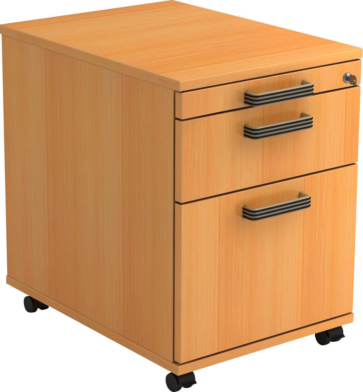 ROLLCONTAINER 42,8/59/58 cm  - Buchefarben/Schwarz, KONVENTIONELL, Holzwerkstoff/Kunststoff (42,8/59/58cm) - Venda