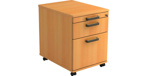 ROLLCONTAINER 42,8/59/58 cm  - Buchefarben/Schwarz, KONVENTIONELL, Holzwerkstoff/Kunststoff (42,8/59/58cm) - Venda