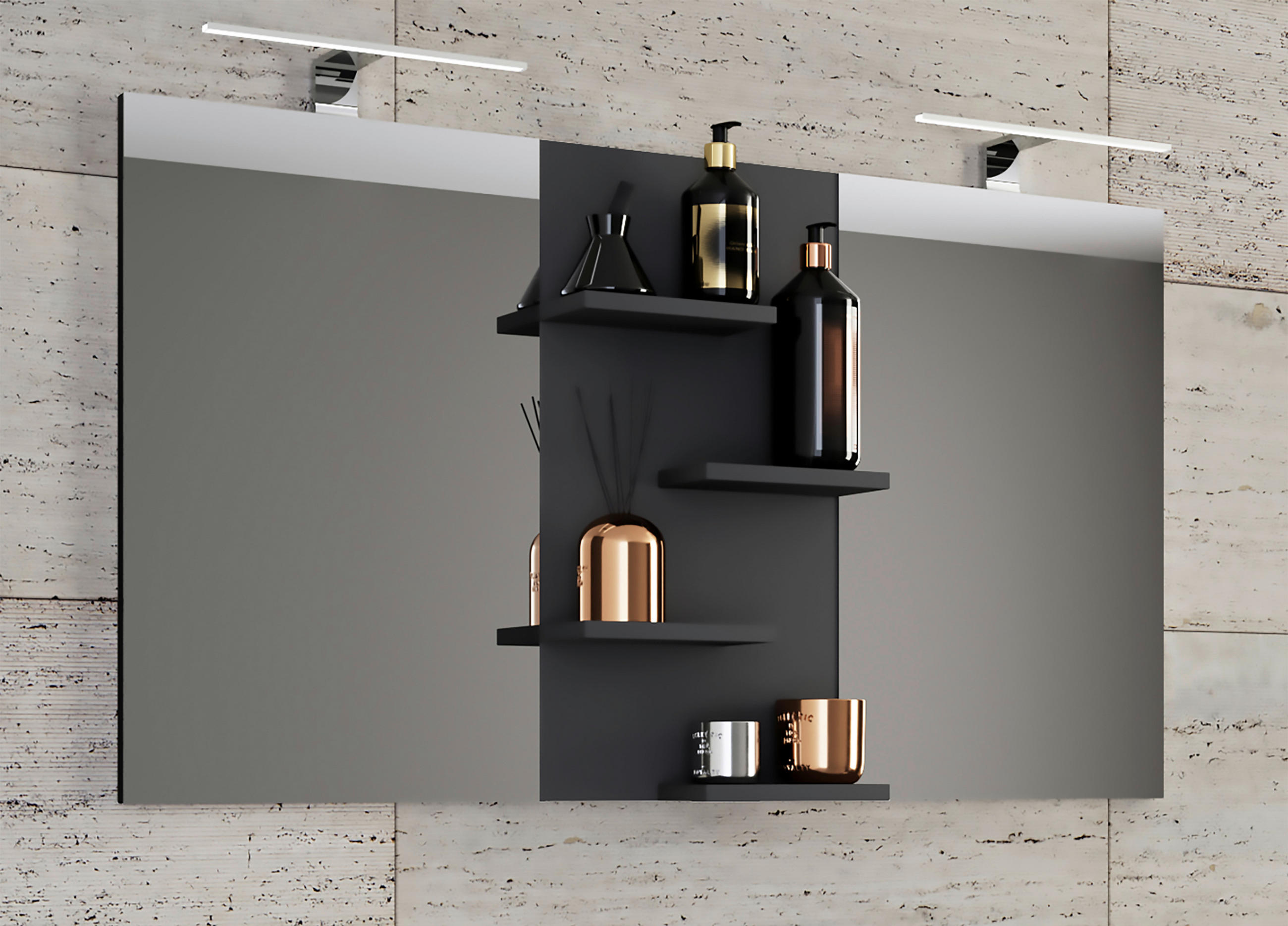 BADEZIMMERSPIEGEL 112/59/11,5 cm  - Schwarz, MODERN, Holzwerkstoff (112/59/11,5cm) - MID.YOU