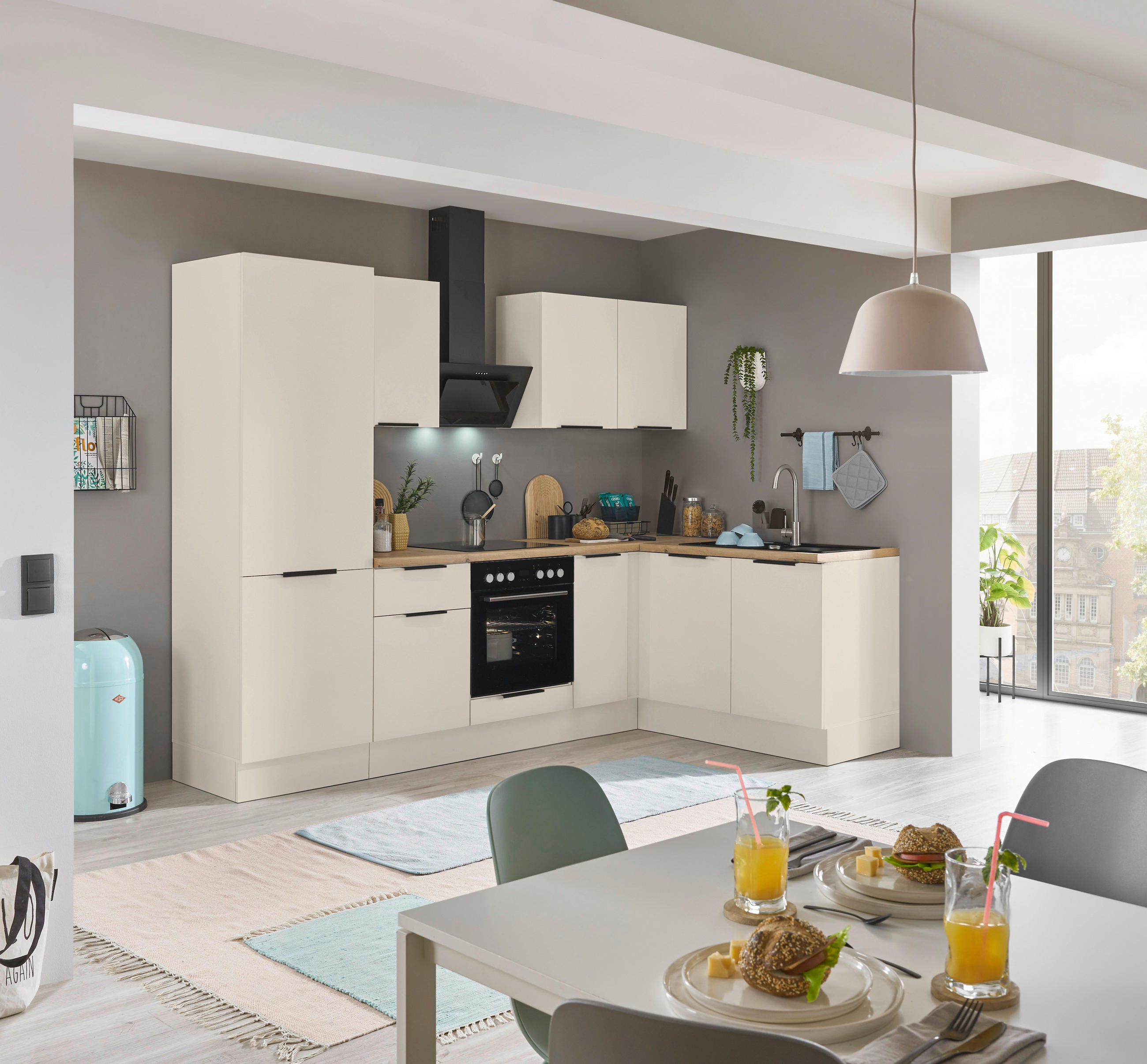 ECKKÜCHE 270/165 cm  in Kaschmir  - Kaschmir/Schwarz, Basics, Holzwerkstoff/Metall (270/165cm) - Carryhome